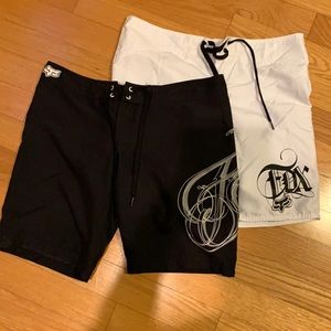 Two pairs of women’s Fox board shorts